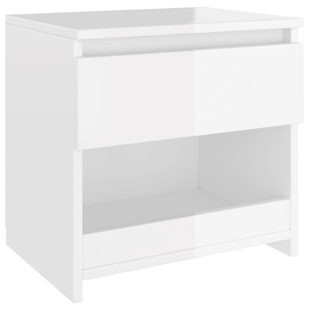 Bedside Cabinet High Gloss White 40x30x39 cm Engineered Wood