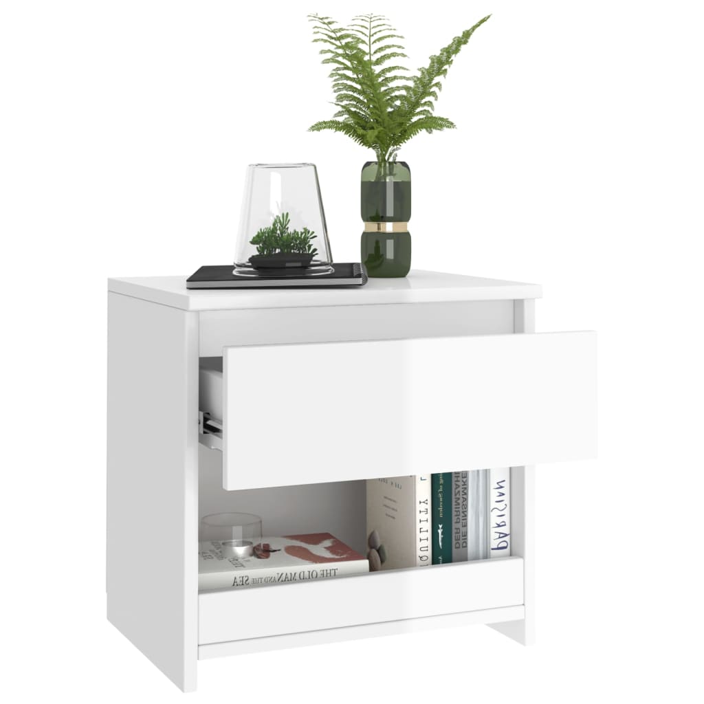 Bedside Cabinet High Gloss White 40x30x39 cm Engineered Wood