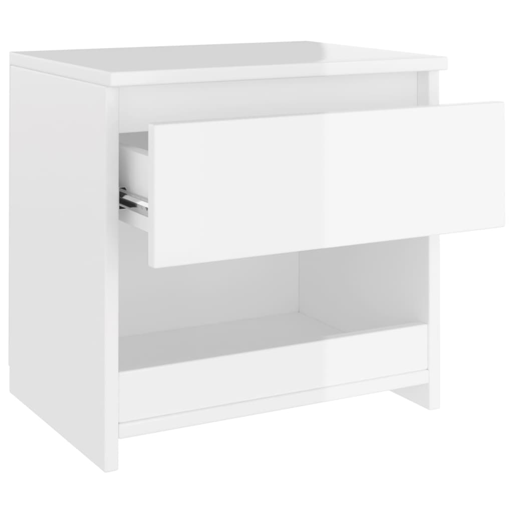 Bedside Cabinet High Gloss White 40x30x39 cm Engineered Wood