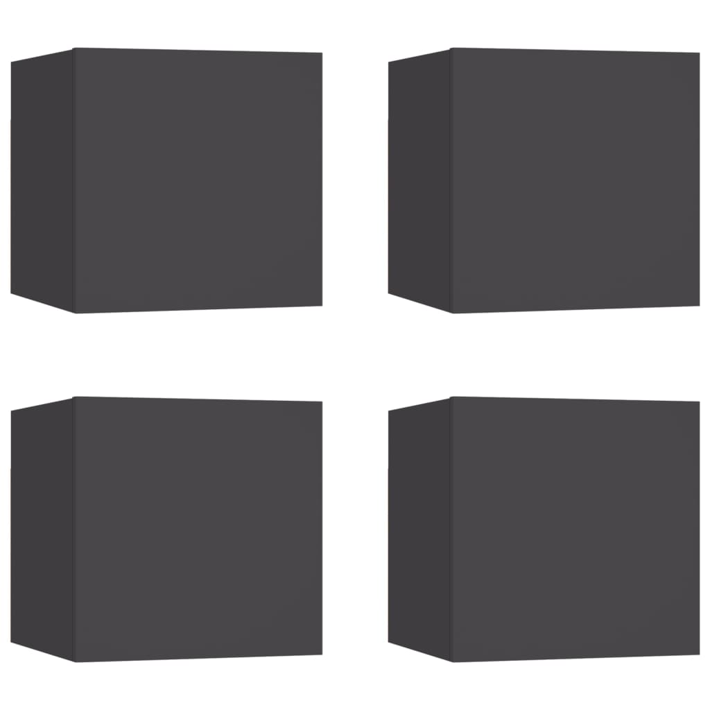 Wall Mounted TV Cabinets 4 pcs Grey 30.5x30x30 cm