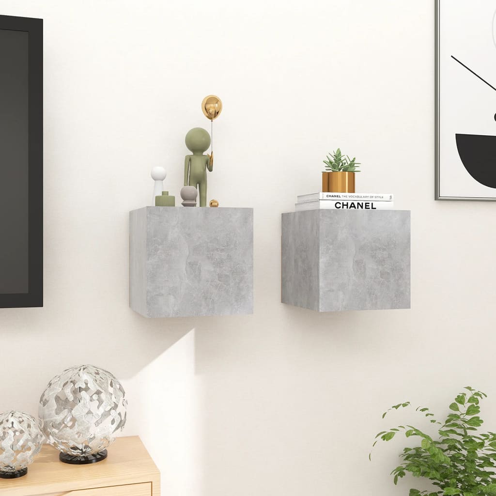 Wall Mounted TV Cabinets 2 pcs Concrete Grey 30.5x30x30 cm