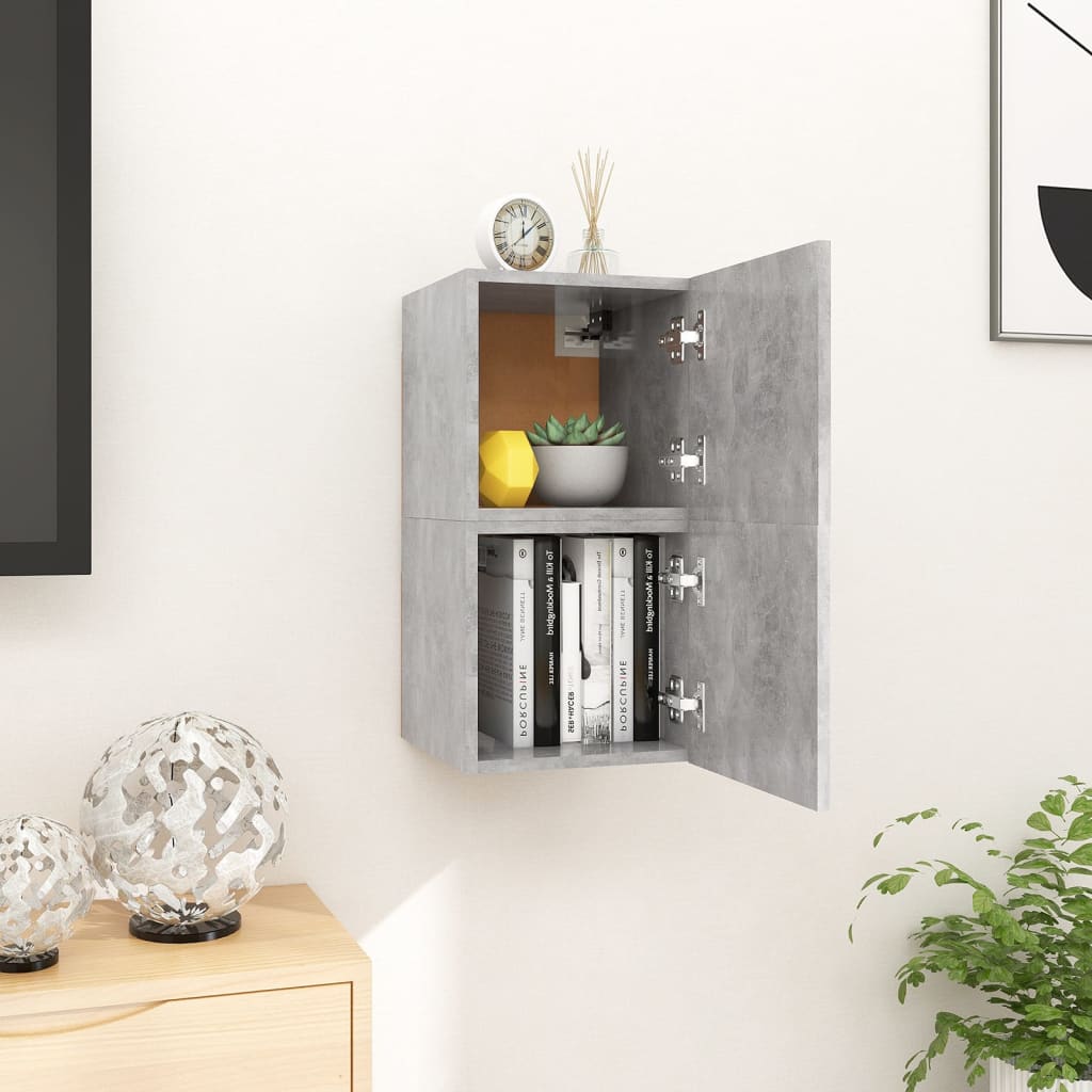 Wall Mounted TV Cabinets 2 pcs Concrete Grey 30.5x30x30 cm