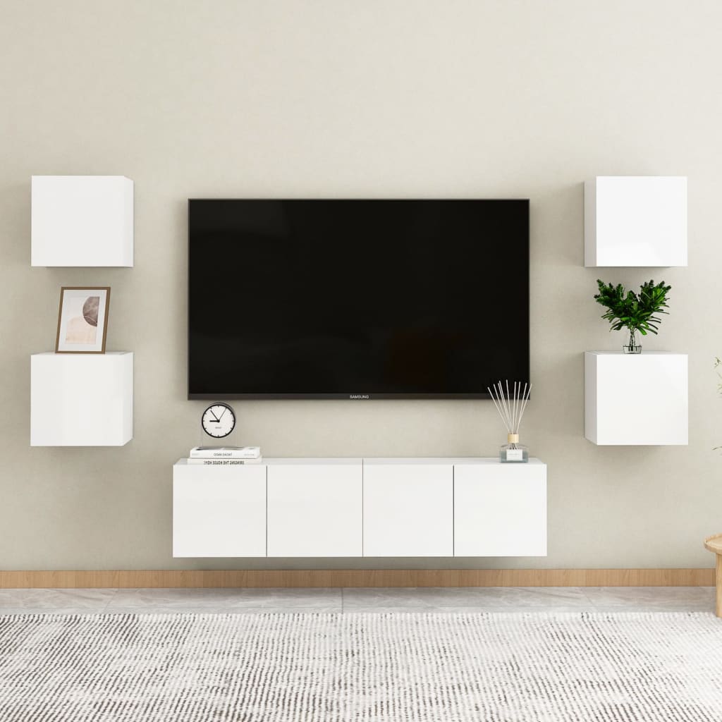 Wall Mounted TV Cabinets 2 pcs High Gloss White 30.5x30x30 cm