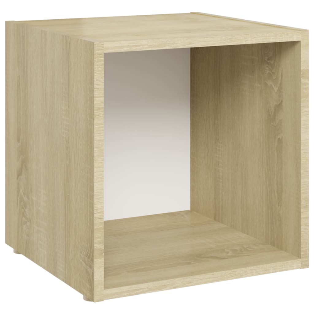 TV Cabinets 4 pcs White and Sonoma Oak 37x35x37 cm Engineered Wood