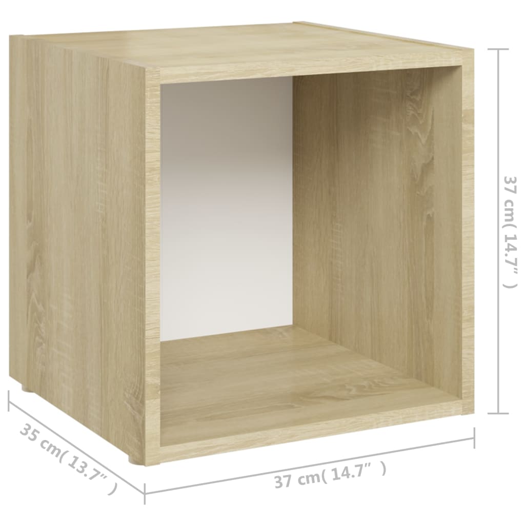 TV Cabinets 4 pcs White and Sonoma Oak 37x35x37 cm Engineered Wood