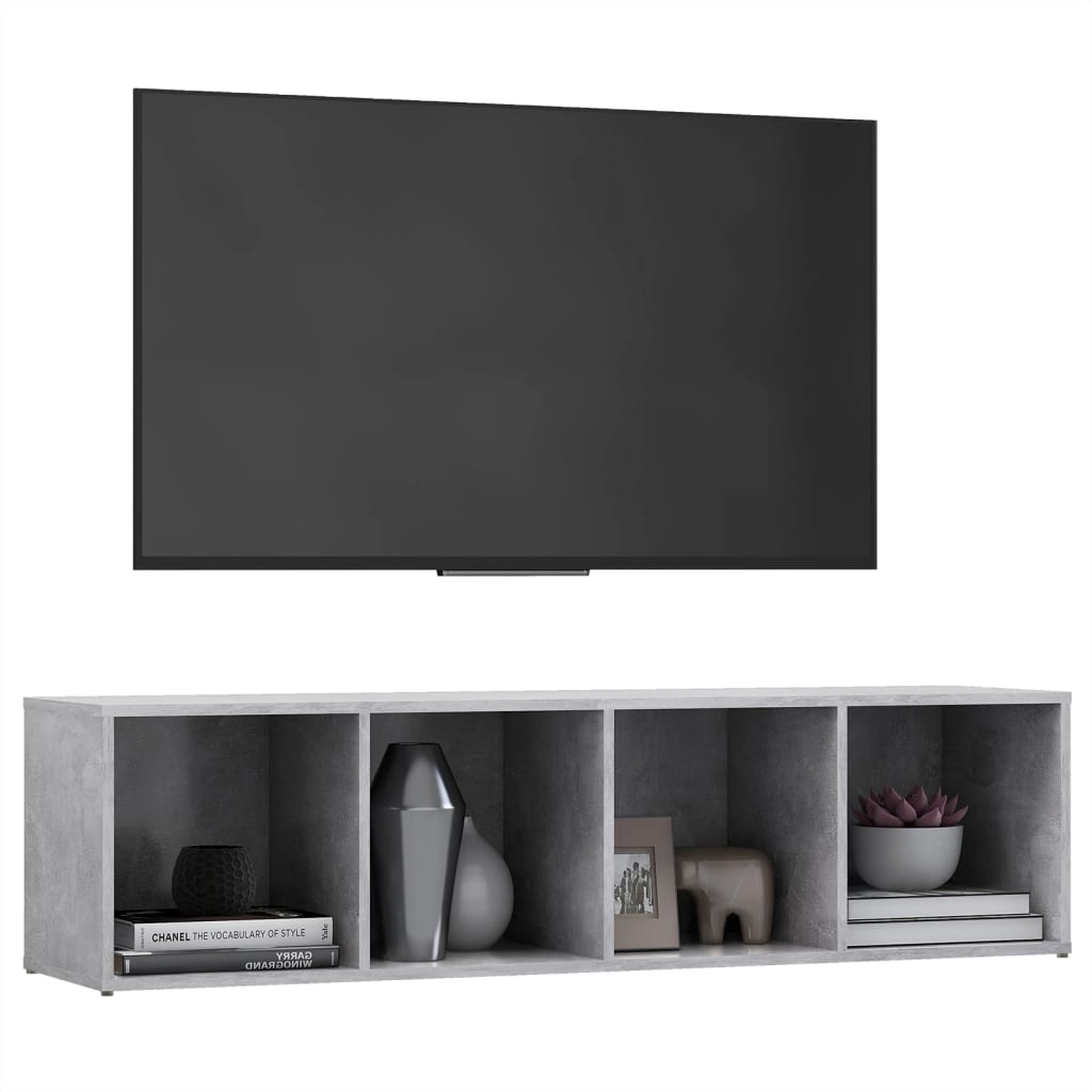 TV Cabinet Concrete Grey 142.5x35x36.5 cm Engineered Wood