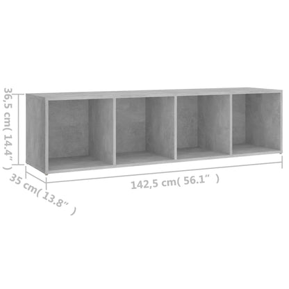 TV Cabinet Concrete Grey 142.5x35x36.5 cm Engineered Wood