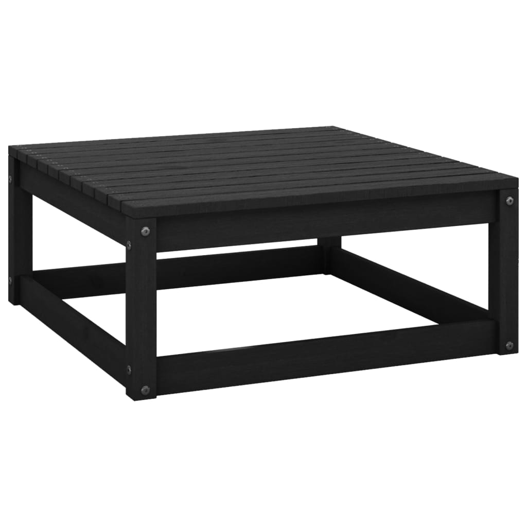 Garden Footstool 70x70x30 cm Black Solid Wood Pine