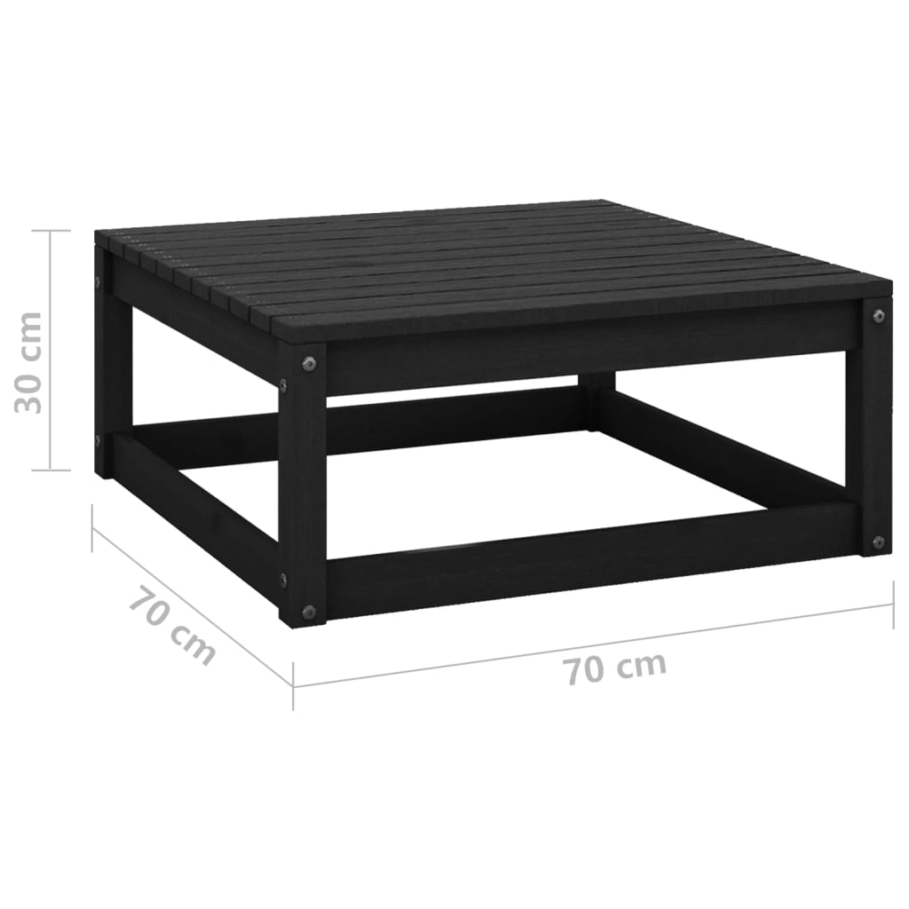 Garden Footstool 70x70x30 cm Black Solid Wood Pine