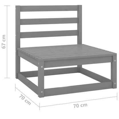 2 Piece Garden Lounge Set Grey Solid Pinewood