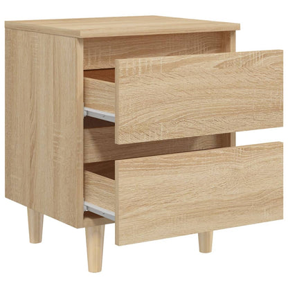 Bed Cabinets & Solid Pinewood Legs 2 pcs Sonoma Oak 40x35x50 cm