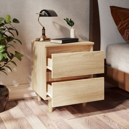 Bed Cabinets & Solid Pinewood Legs 2 pcs Sonoma Oak 40x35x50 cm