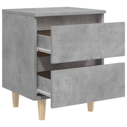 Bed Cabinet with Solid Pinewood Legs Concrete Grey 40x35x50 cm