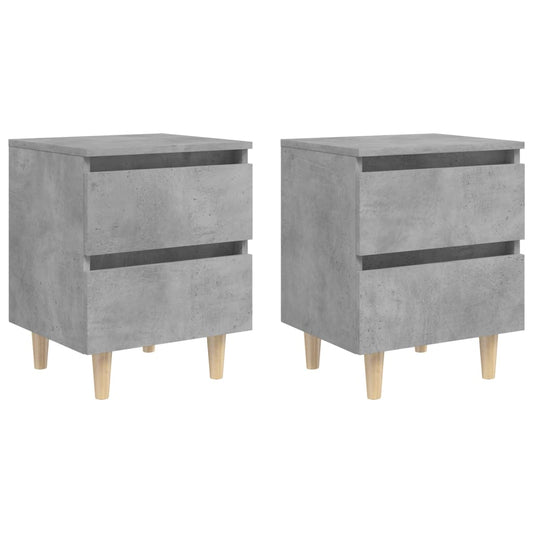 Bed Cabinets & Solid Pinewood Legs 2 pcs Concrete Grey 40x35x50 cm