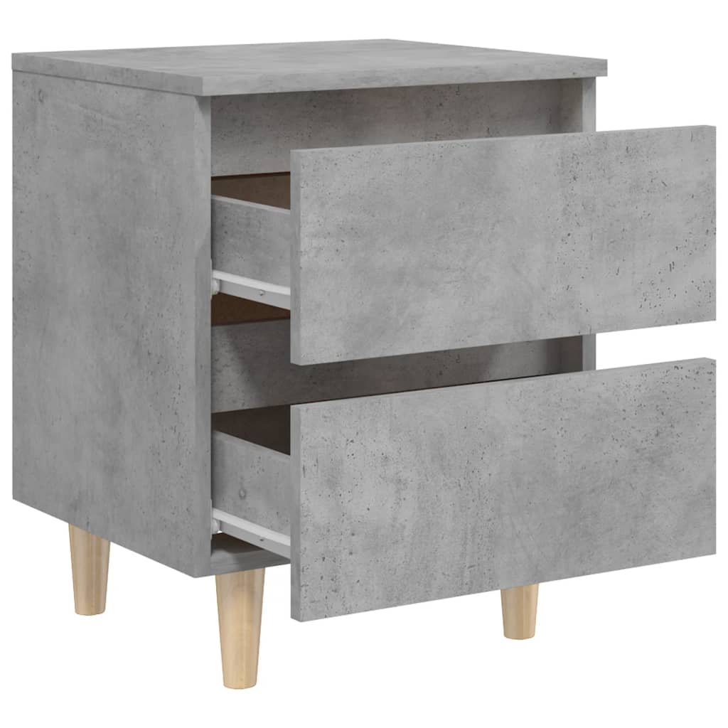 Bed Cabinets & Solid Pinewood Legs 2 pcs Concrete Grey 40x35x50 cm