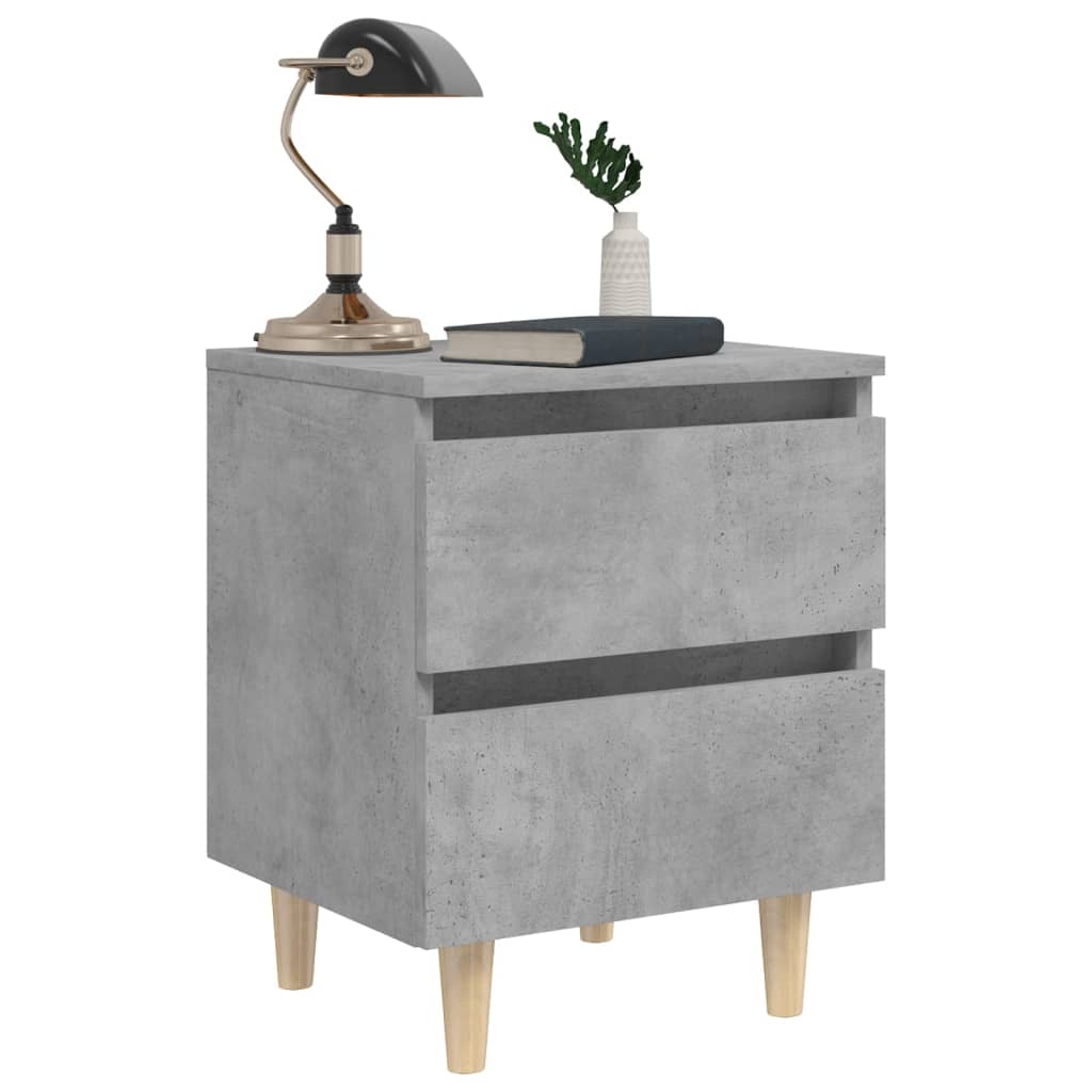 Bed Cabinets & Solid Pinewood Legs 2 pcs Concrete Grey 40x35x50 cm