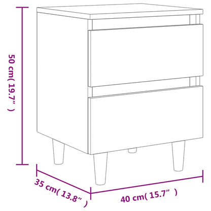 Bed Cabinets & Solid Pinewood Legs 2 pcs Concrete Grey 40x35x50 cm