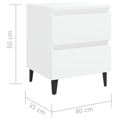 Bed Cabinet White 40x35x50 cm Engineered Wood