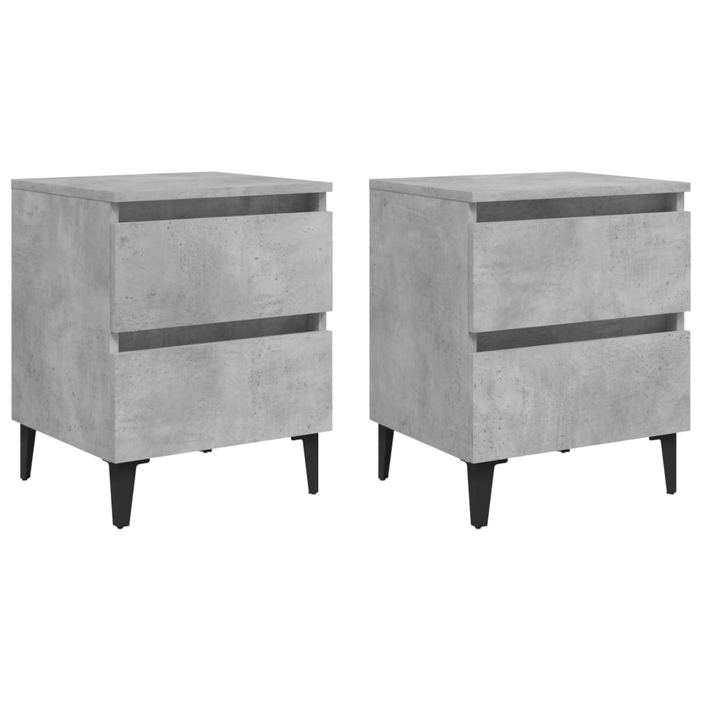 Bed Cabinets 2 pcs Concrete Grey 40x35x50 cm Engineered Wood