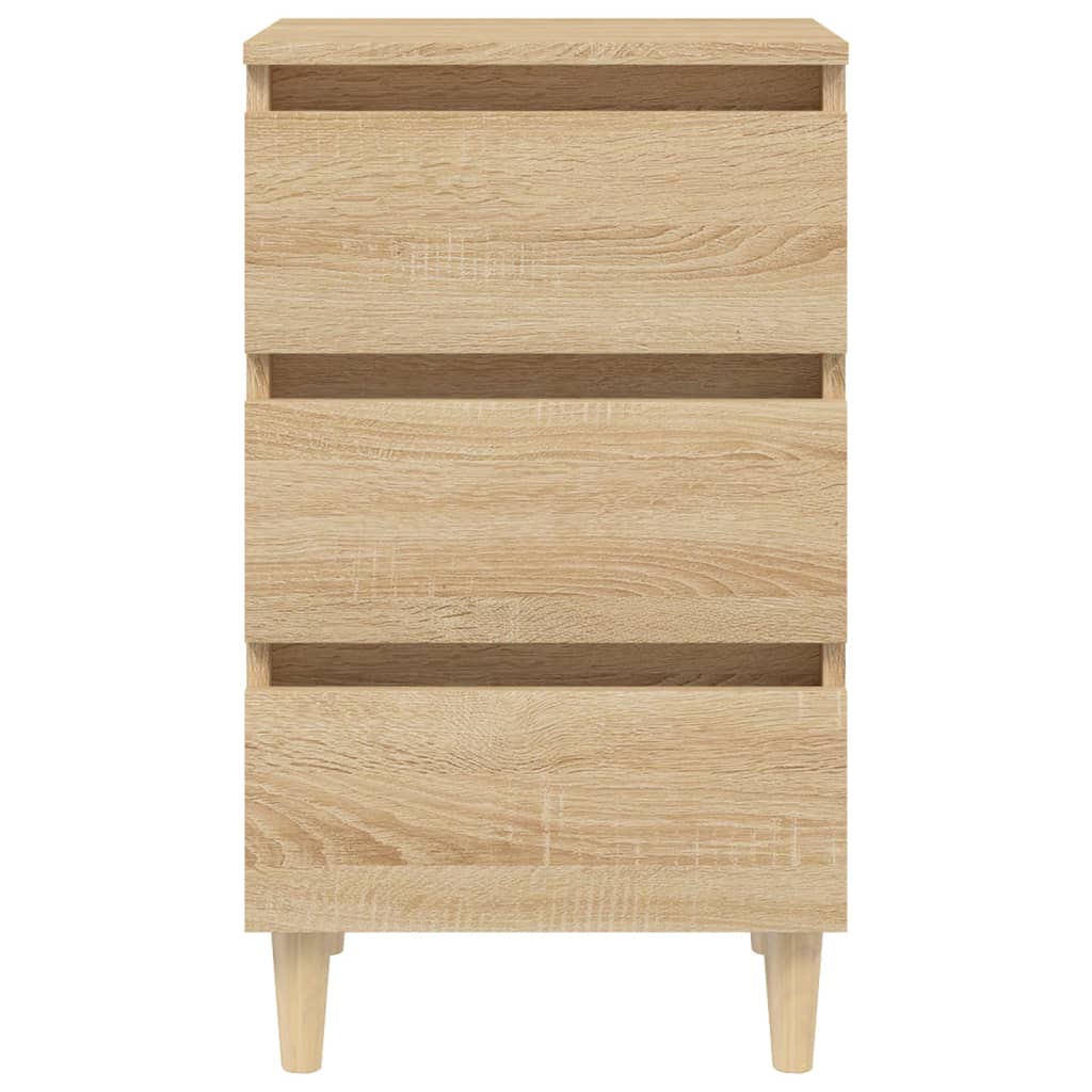 Bed Cabinet with Solid Wood Legs Sonoma Oak 40x35x69 cm