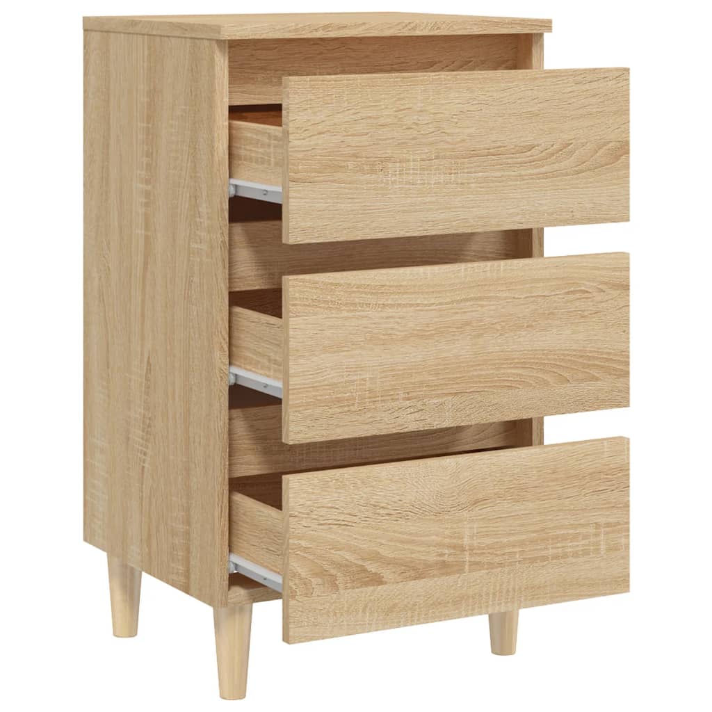 Bed Cabinet with Solid Wood Legs Sonoma Oak 40x35x69 cm