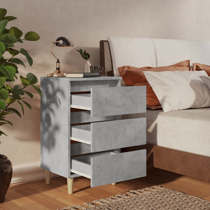 Bed Cabinets & Solid Wood Legs 2 pcs Concrete Grey 40x35x69 cm