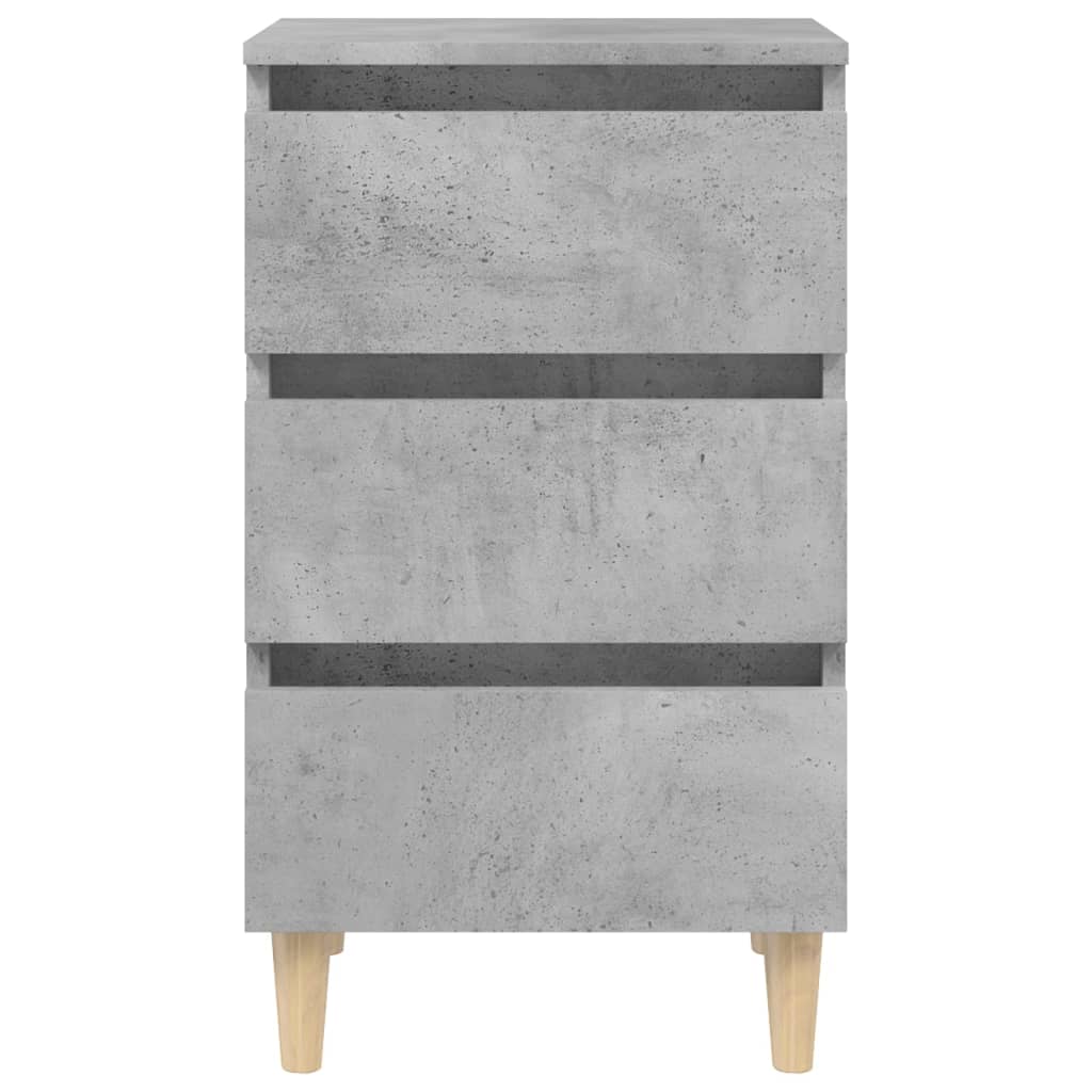 Bed Cabinets & Solid Wood Legs 2 pcs Concrete Grey 40x35x69 cm