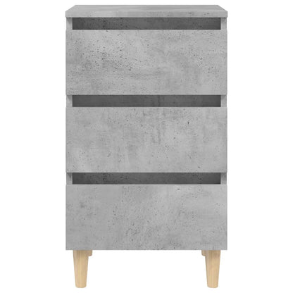 Bed Cabinets & Solid Wood Legs 2 pcs Concrete Grey 40x35x69 cm