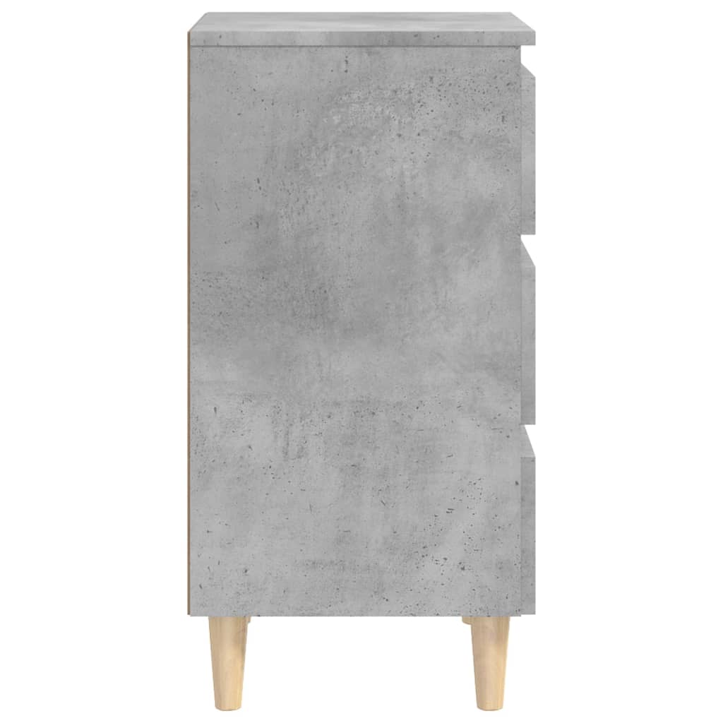 Bed Cabinets & Solid Wood Legs 2 pcs Concrete Grey 40x35x69 cm