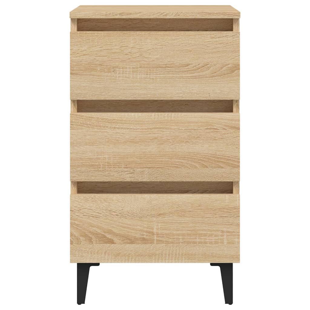 Bed Cabinet with Metal Legs Sonoma Oak 40x35x69 cm