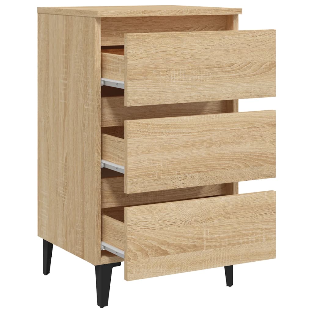 Bed Cabinet with Metal Legs Sonoma Oak 40x35x69 cm