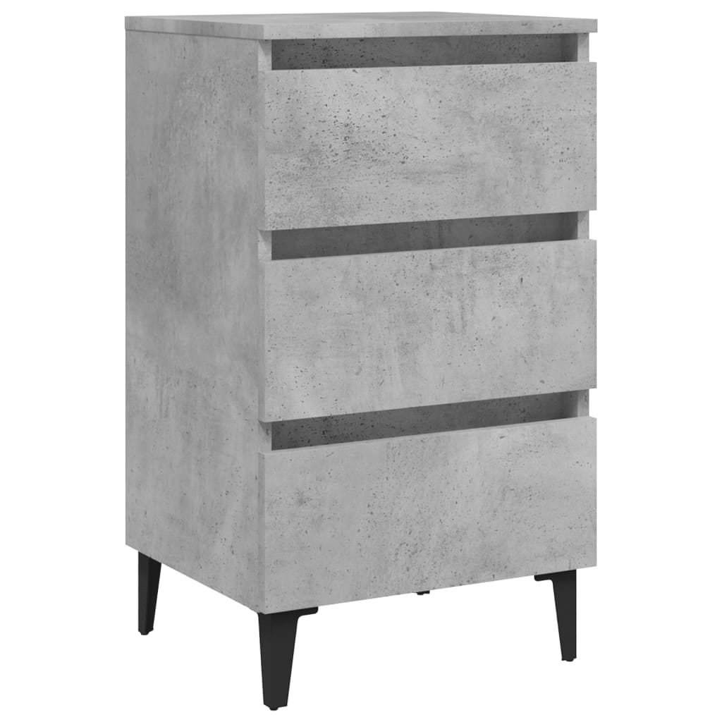 Bed Cabinet with Metal Legs Concrete Grey 40x35x69 cm