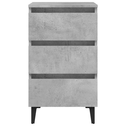 Bed Cabinet with Metal Legs Concrete Grey 40x35x69 cm