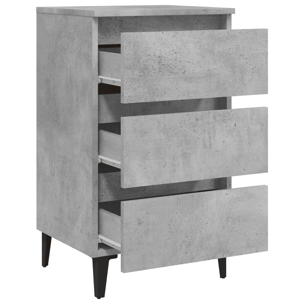 Bed Cabinet with Metal Legs Concrete Grey 40x35x69 cm