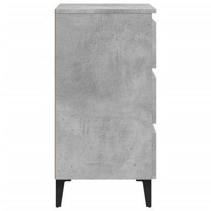 Bed Cabinet with Metal Legs Concrete Grey 40x35x69 cm