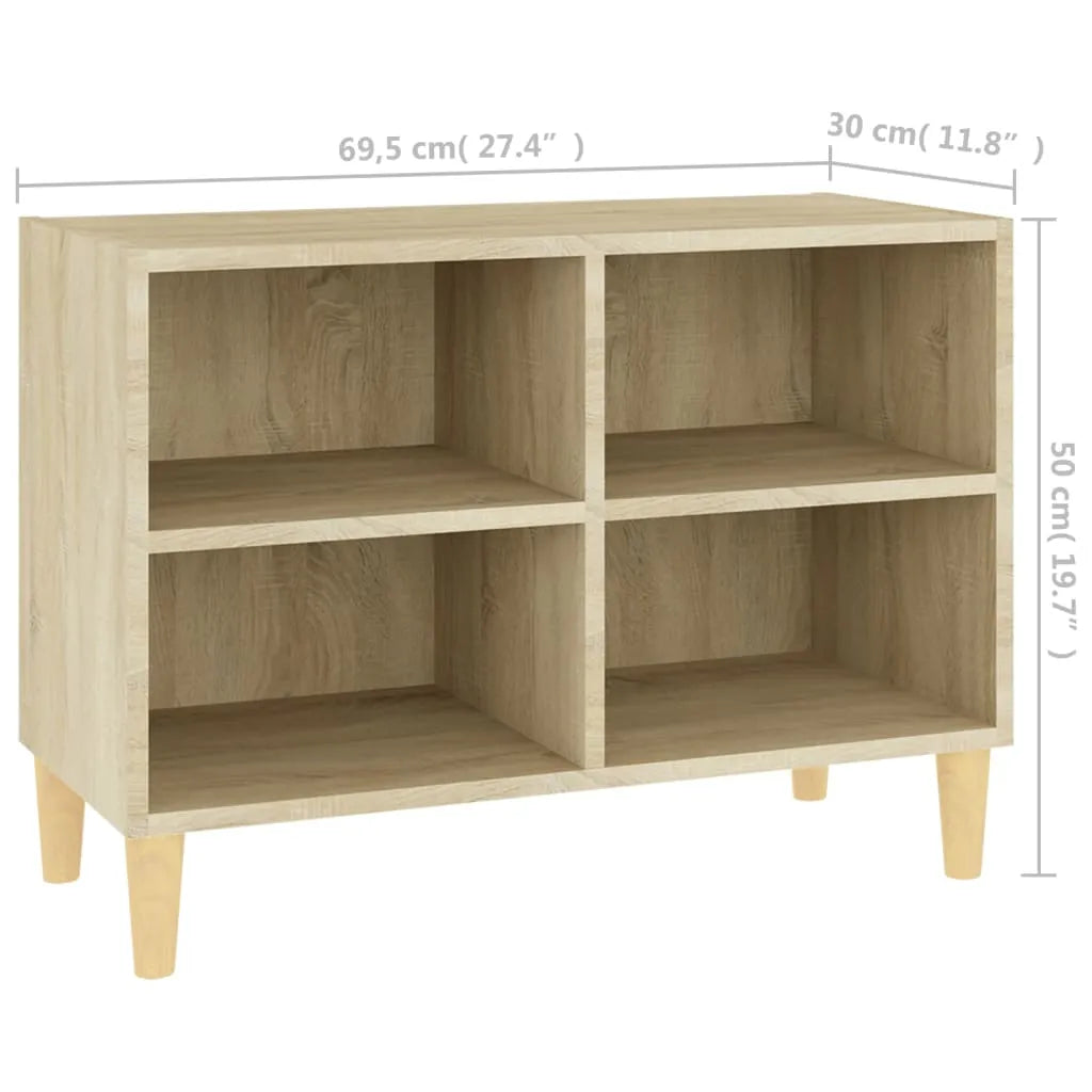 TV Cabinet with Solid Wood Legs Sonoma Oak 69.5x30x50 cm