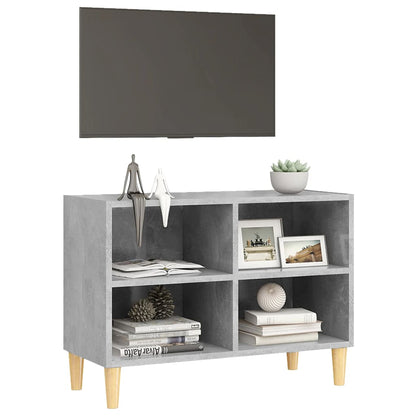 TV Cabinet with Solid Wood Legs Concrete Grey 69.5x30x50 cm