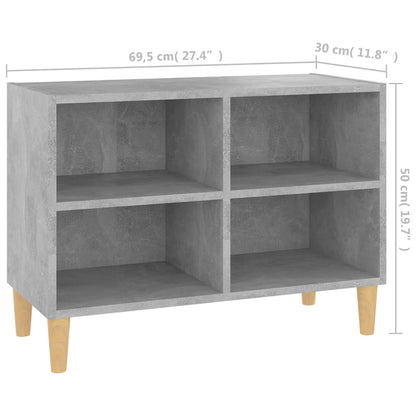 TV Cabinet with Solid Wood Legs Concrete Grey 69.5x30x50 cm