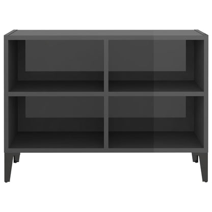 TV Cabinet with Metal Legs High Gloss Grey 69.5x30x50 cm