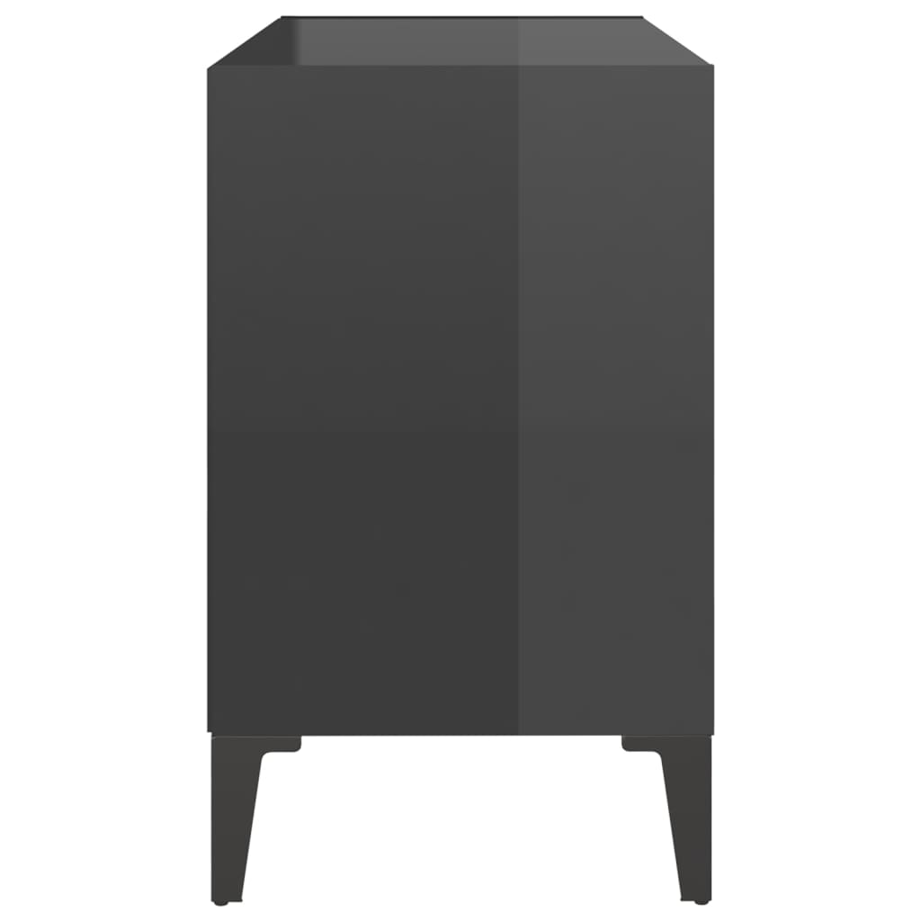 TV Cabinet with Metal Legs High Gloss Grey 69.5x30x50 cm