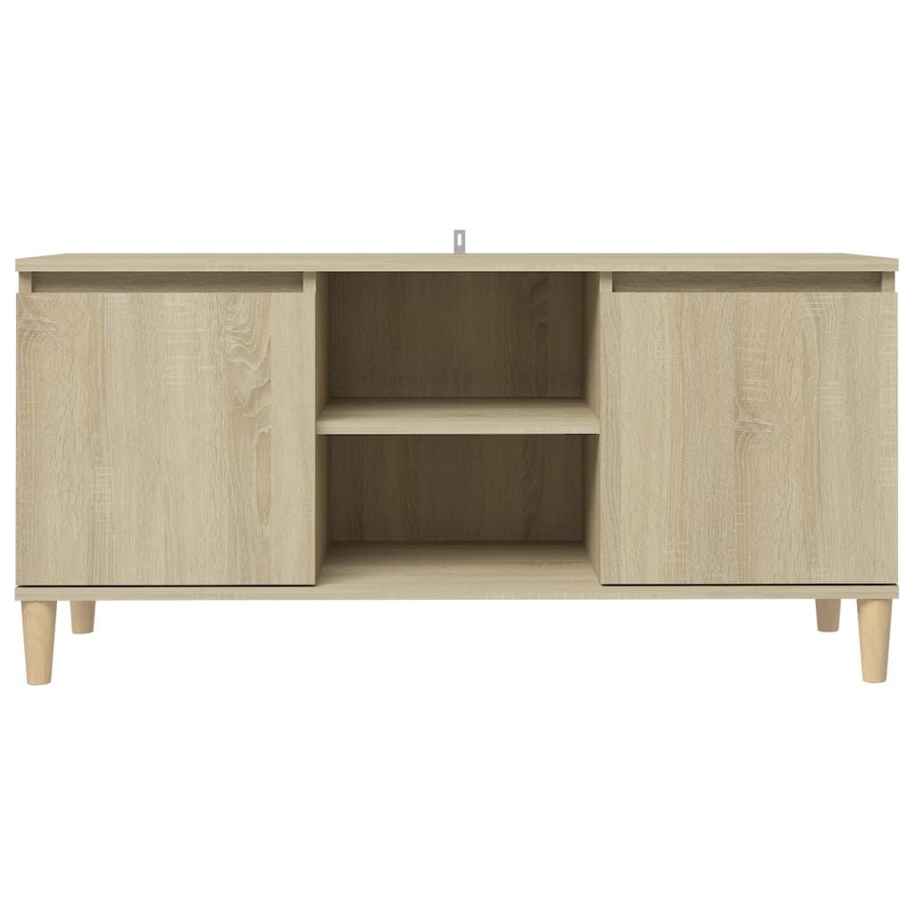 TV Cabinet with Solid Wood Legs Sonoma Oak 103.5x35x50 cm