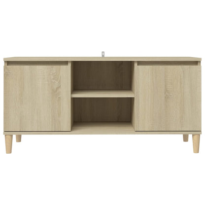 TV Cabinet with Solid Wood Legs Sonoma Oak 103.5x35x50 cm