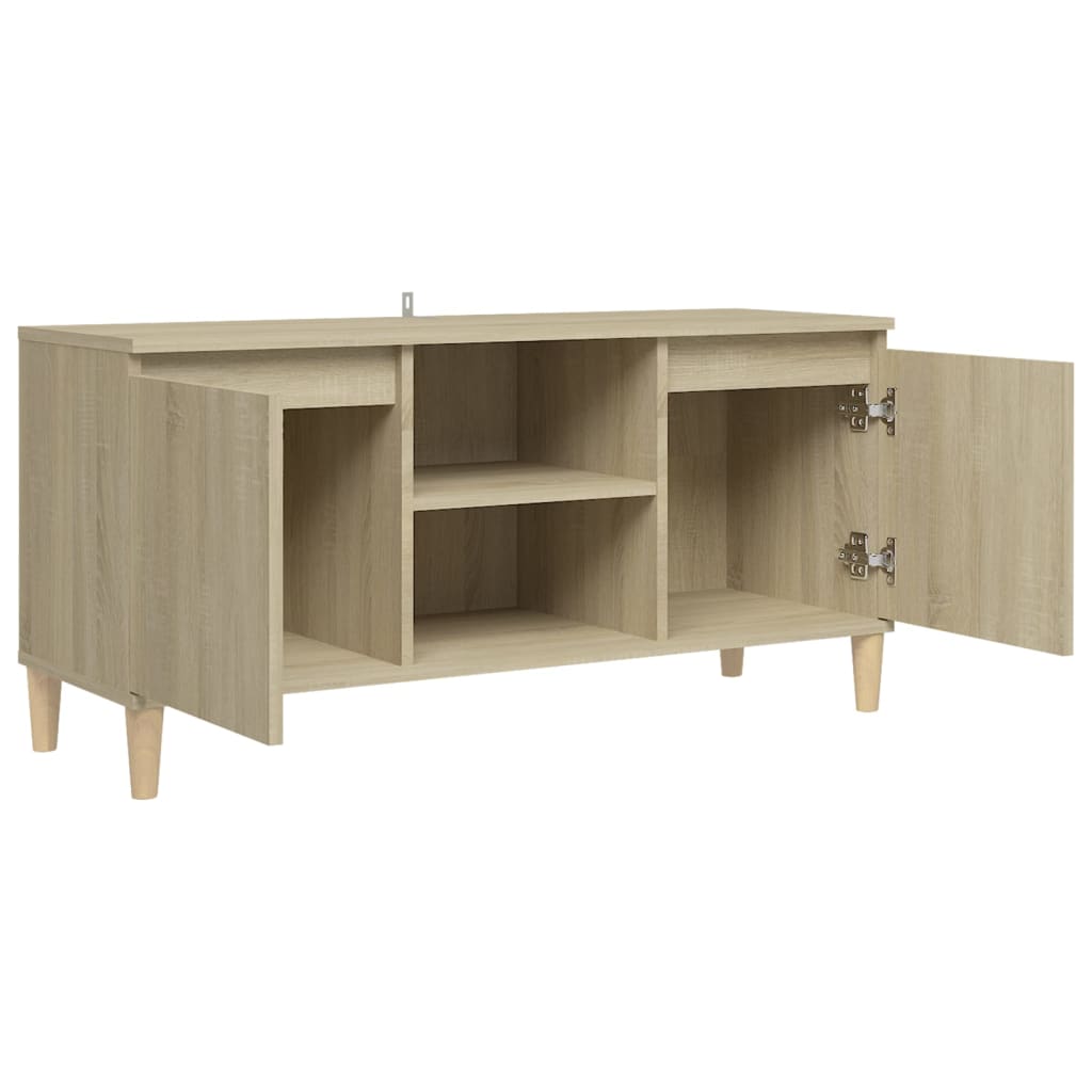 TV Cabinet with Solid Wood Legs Sonoma Oak 103.5x35x50 cm