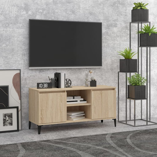 TV Cabinet with Metal Legs Sonoma Oak 103.5x35x50 cm