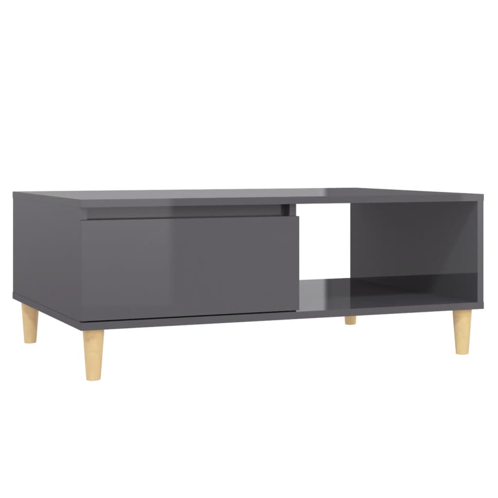 Coffee Table High Gloss Grey 90x60x35 cm Engineered Wood