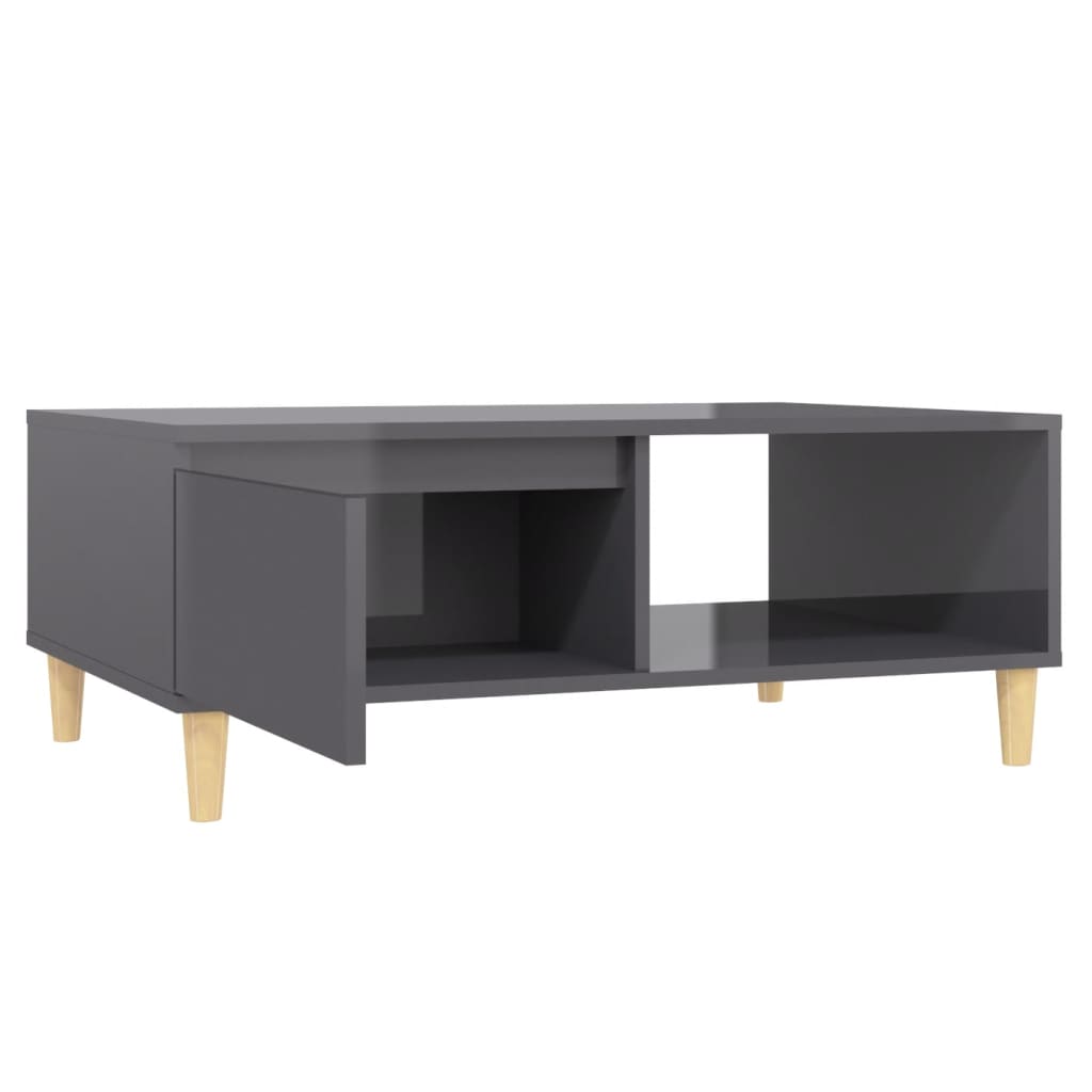 Coffee Table High Gloss Grey 90x60x35 cm Engineered Wood