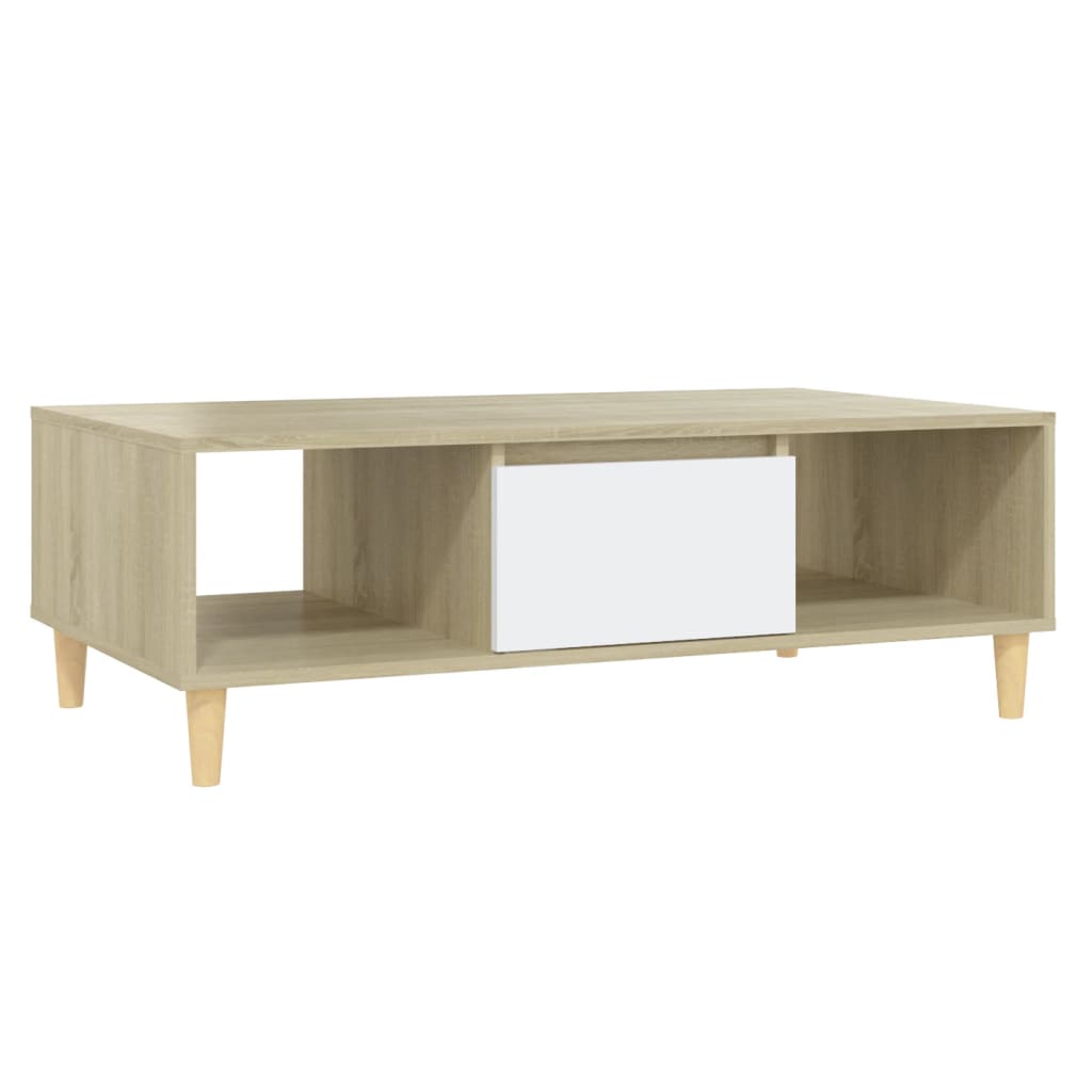 Coffee Table White and Sonoma Oak 103.5x60x35 cm Engineered Wood