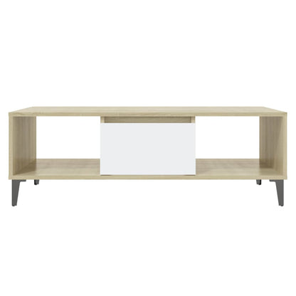 Coffee Table White and Sonoma Oak 103.5x60x35 cm Engineered Wood