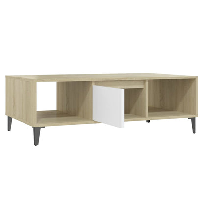 Coffee Table White and Sonoma Oak 103.5x60x35 cm Engineered Wood