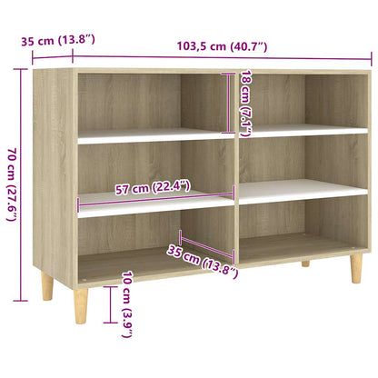 Sideboard White and Sonoma Oak 103.5x35x70 cm Engineered Wood